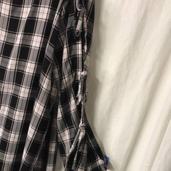 LOFT Women’s Tunic Split Sleeves with Ties Boat Neck Black White Plaid XXL - Picture 4 of 12